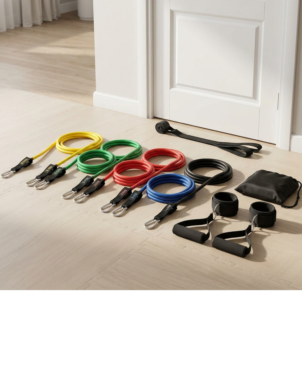Buxve Stackable Latex Tube Resistance Band Kit with Handles 11 Pieces - Lifestyle view