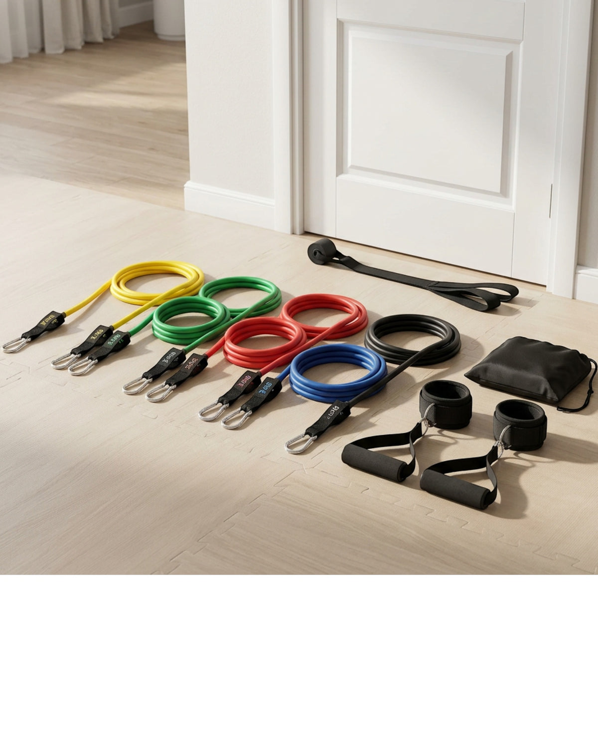 Buxve Stackable Latex Tube Resistance Band Kit with Handles 11 Pieces - Lifestyle view